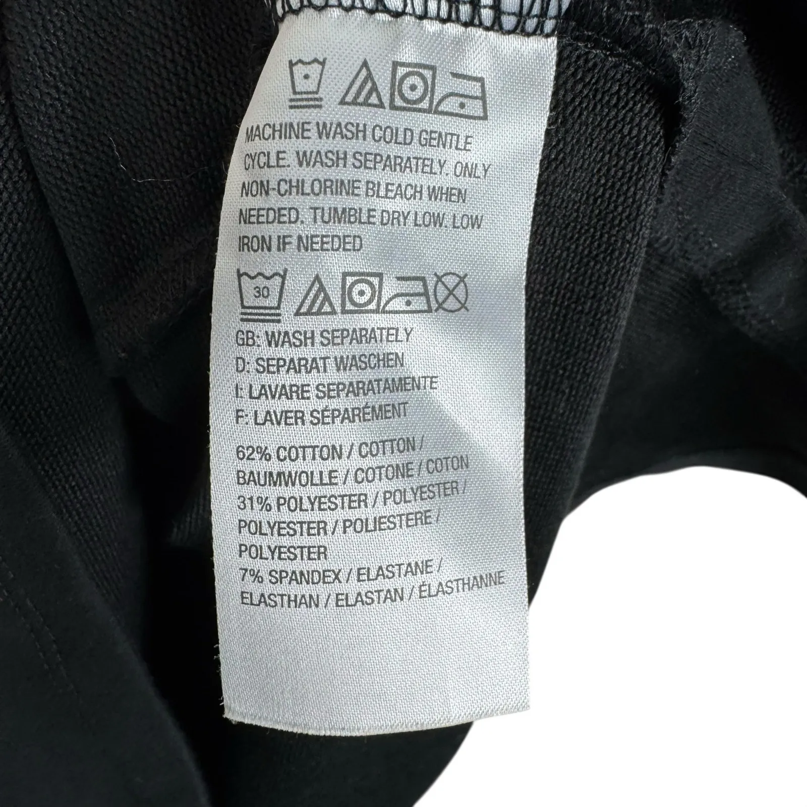 H By Halston Cotton Blend Black Long Sleeve V-Neck Floral Patch Pullover Top L - Image 5