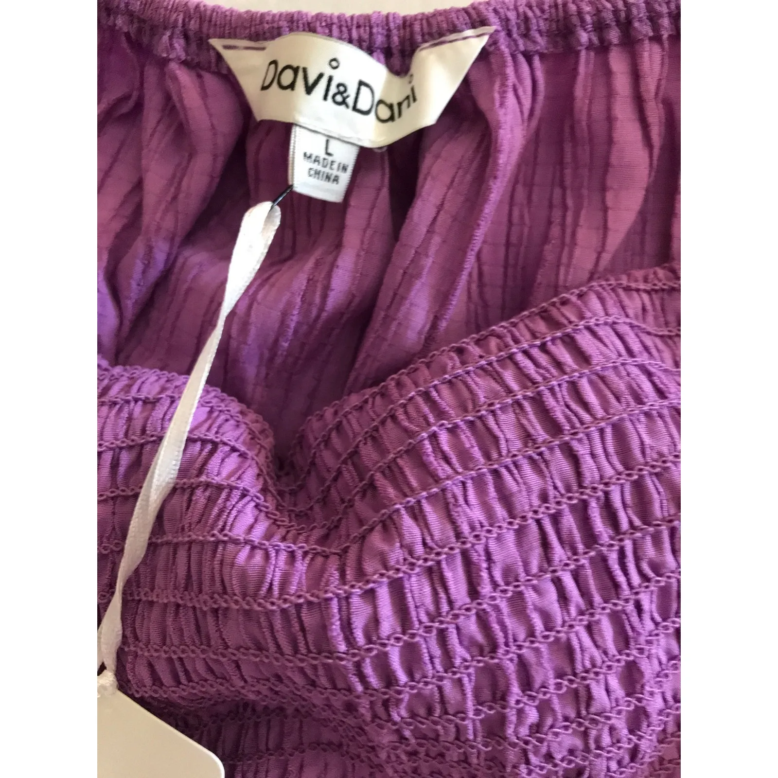 Davi‎ & Dani Large Women's New Purple Smocked Dress - Image 6