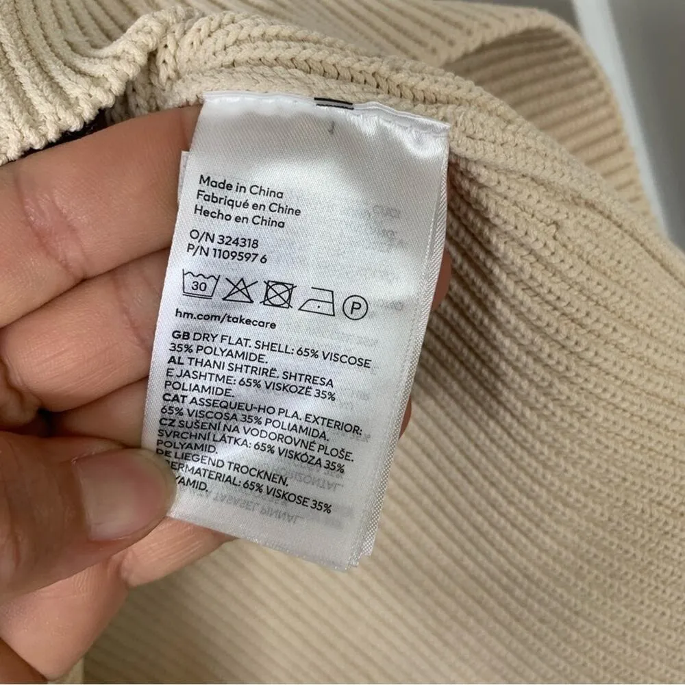 H &‎ M sweetheart neckline rib knit cream jumper sweater size XXL - Image 6