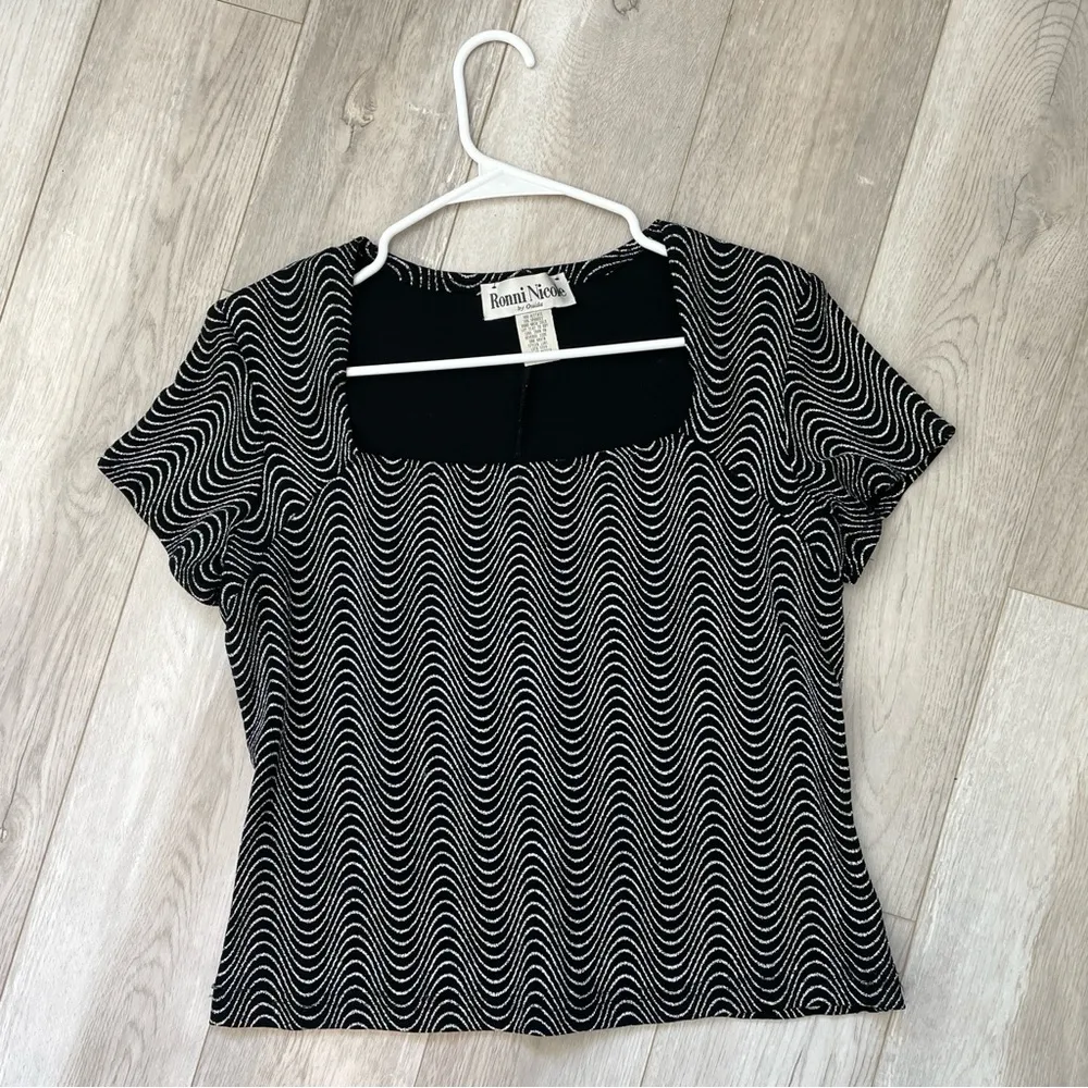 Ronni Nicole vintage Glitter Square Neck Top Black (medium) party retro metallic - Image 6