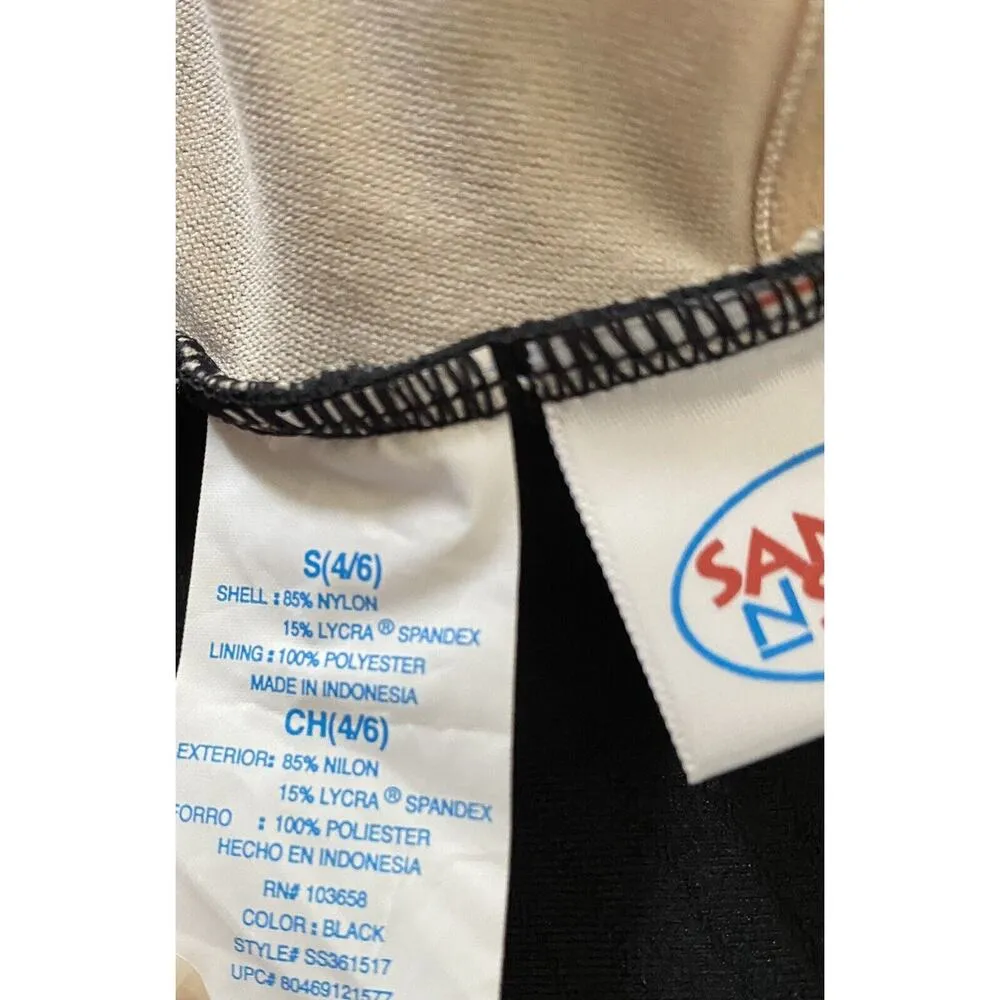 Sun & Sea One Piece Black Bathing Swim Suit Small (4/6) Raised Design Lake House - Image 4