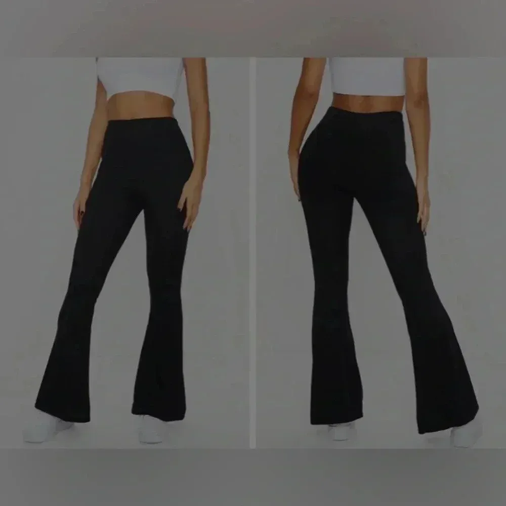 💥Love Tree Black Ribbed Flare Leggings S - Image 2