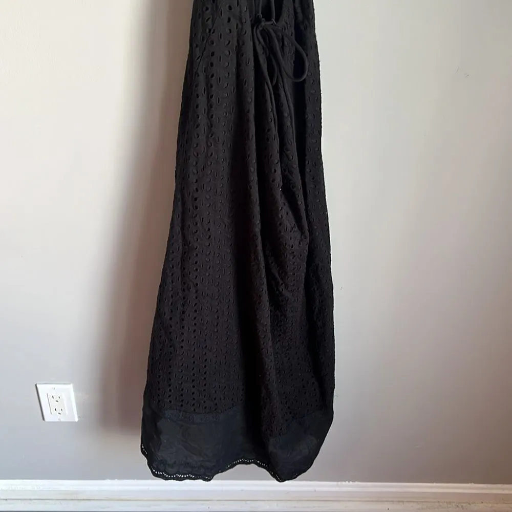 Maia Bergman Women's Crochet Eyelet Open Back Maxi Dress Black - Image 7