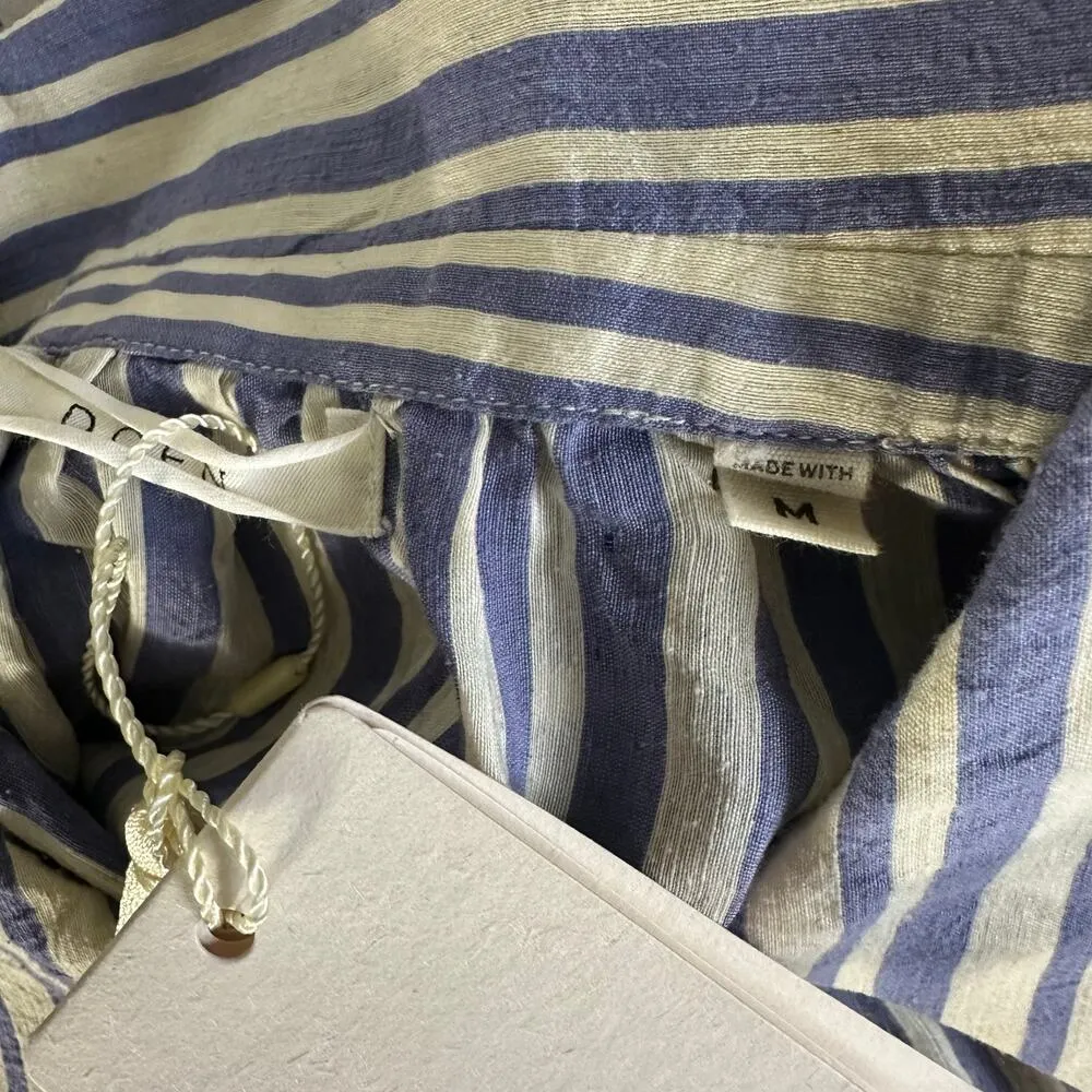 Doen Marne Blue Villandry Striped Khadi Silk Voile Short Mini Dress Medium - Image 3