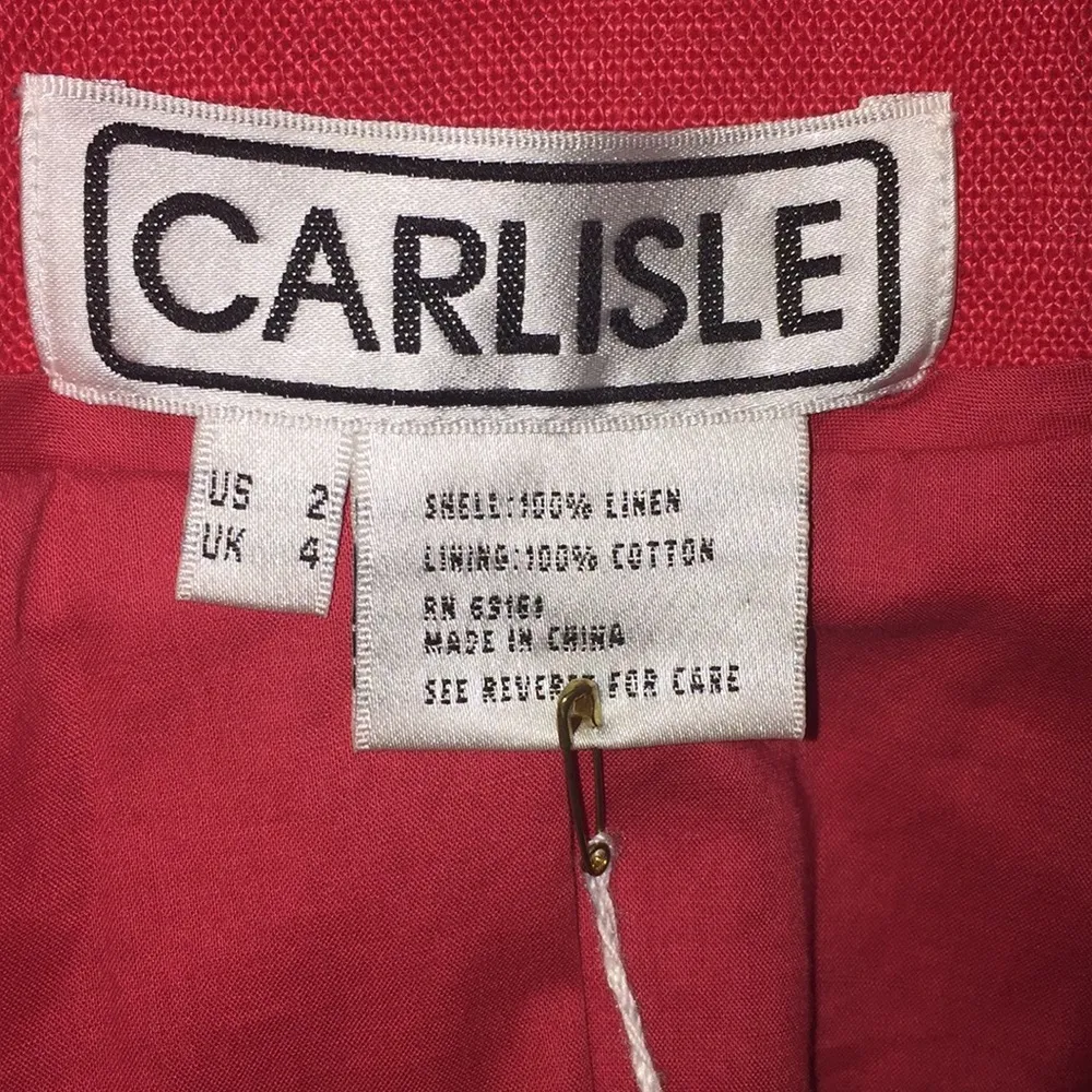 Brand New Carlisle Cropped Red Linen Jacket! Size 2 NWT - Image 8