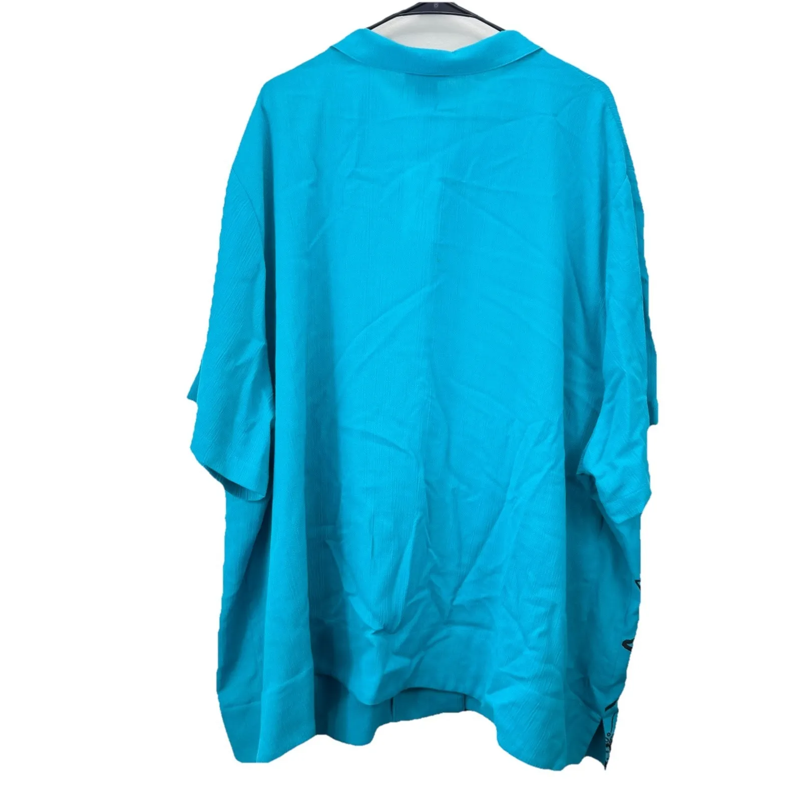 NWT Maggie Barnes Aqua Blue Black Floral Short Sleeve Button Up Shirt Size 5X - Image 7