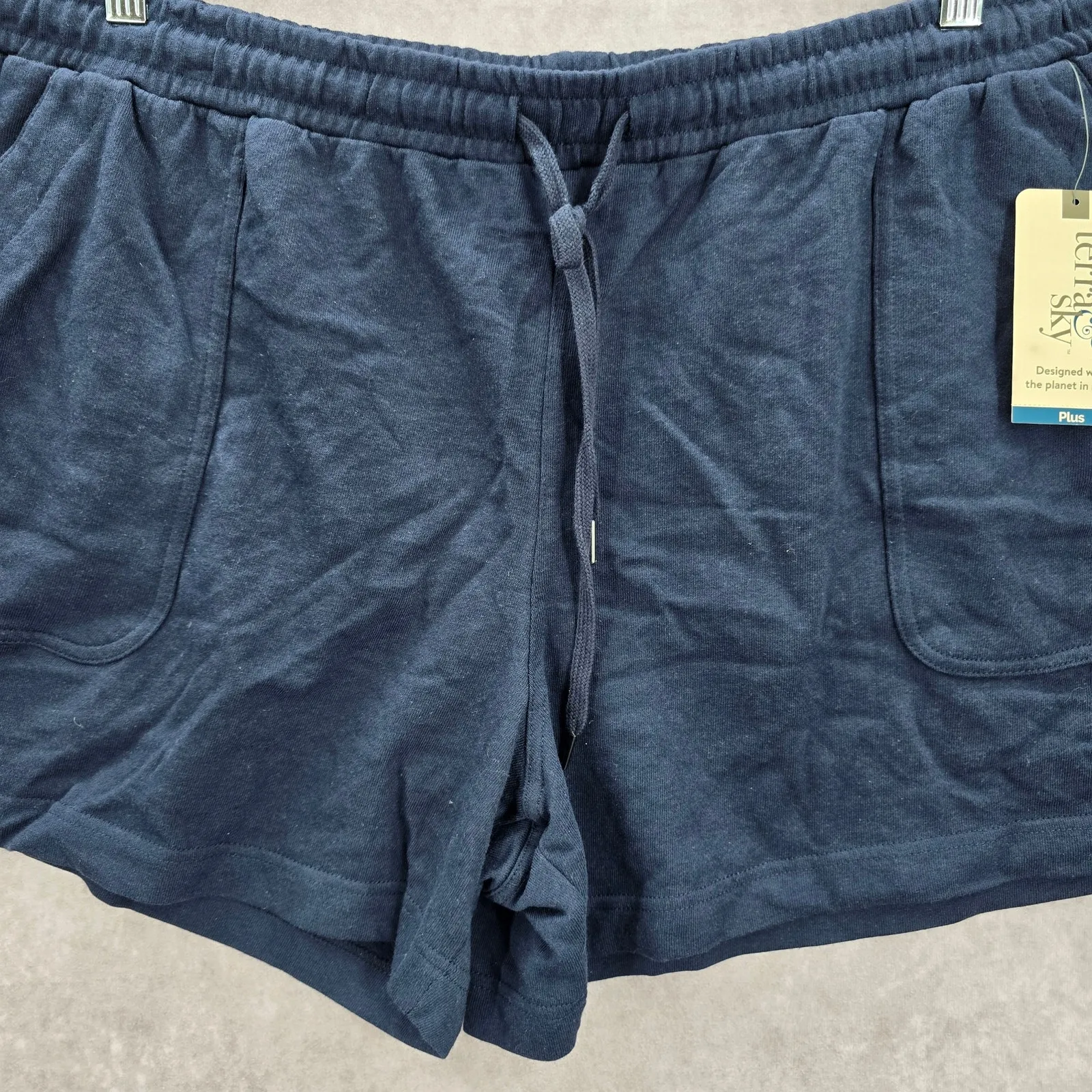 Terra & Sky Navy Blue Active Jogger Relaxed Pullon Sweat Pants Shorts Plus 2X - Image 3