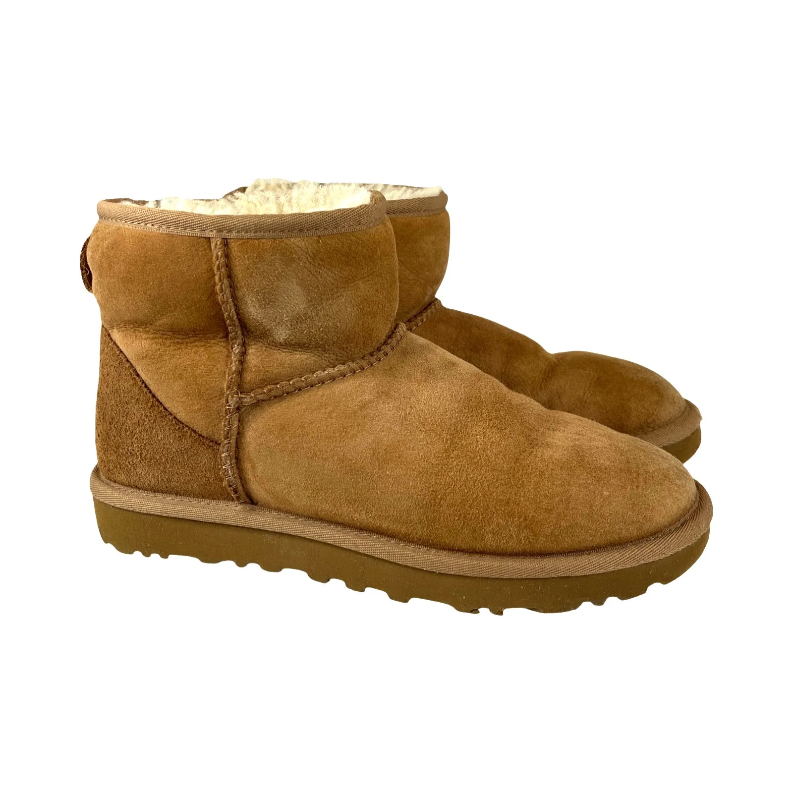 UGG Classic Mini Chestnut Suede Shearling Boots Size 8 Winter Slipper - Image 5