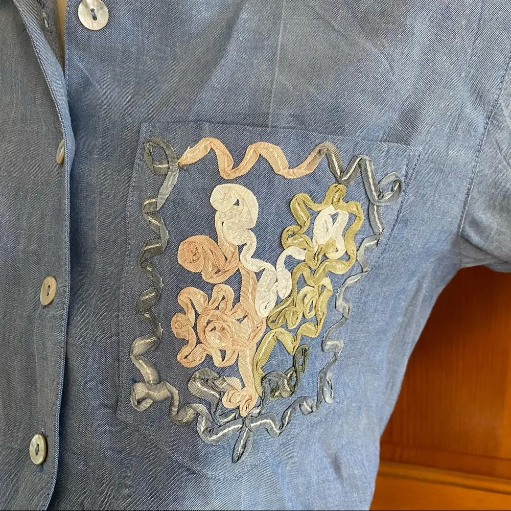 Vintage 90s Carole Little Chambray Wrap Dress XS/S - Image 3