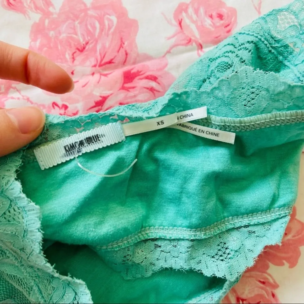 Kimchi Blue Turquoise Aqua Blue Floral Lace Mesh Bandeau Bra Bralette lingerie - Image 3