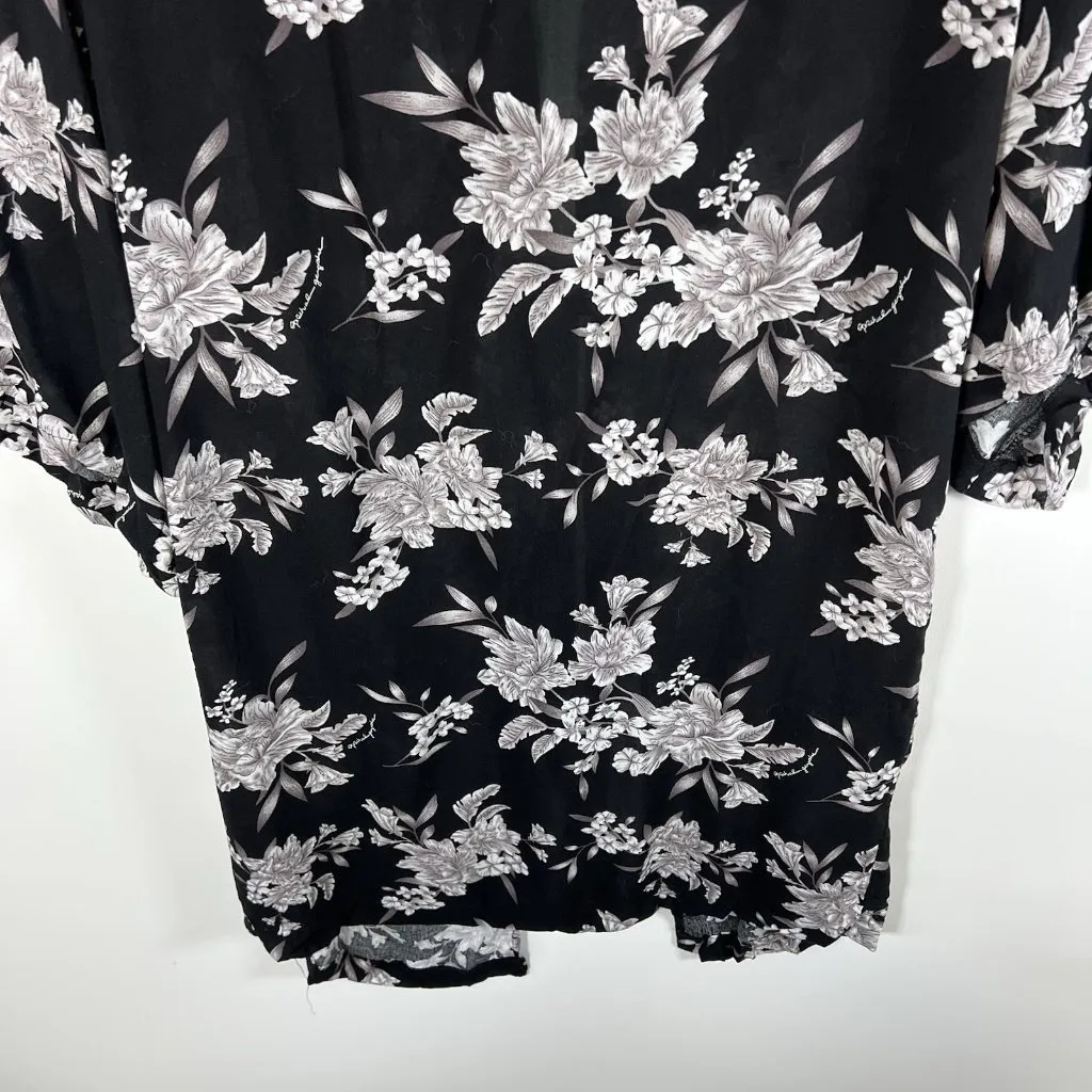 Spiritual Gangster Maya Kimono Women Large Black Floral Tie Front Boho Fairy‎ - Image 10