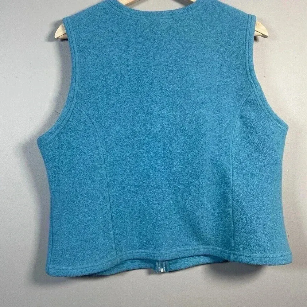 LL BEAN Fleece Vest Womens Size L Large Blue‎ Arctic Crop Y2k Cozy 90s Gorpcore Blue - Image 5