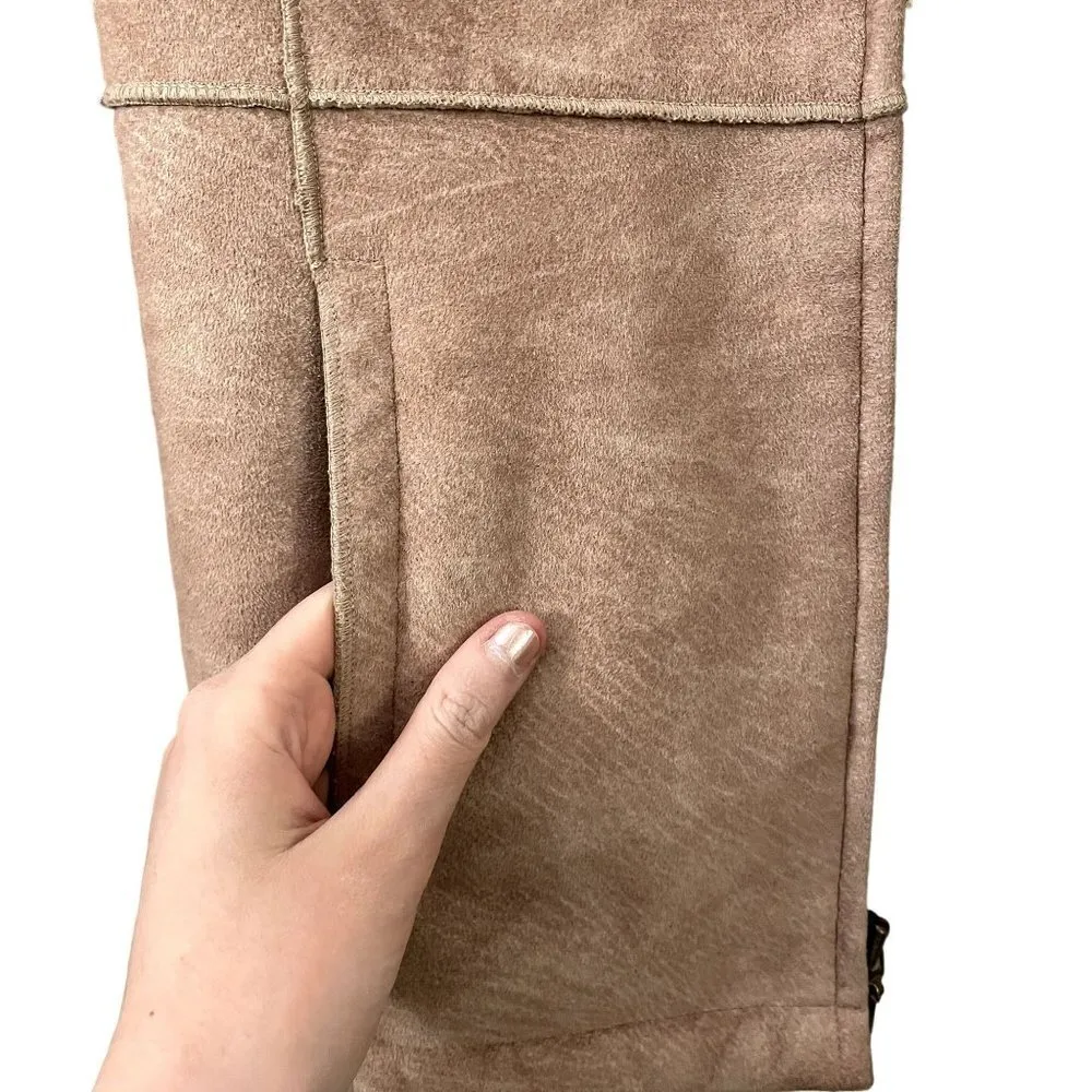 Braetan imitation leather soft comfortable jacket winter full zip fleece lined Tan Size M - Image 5