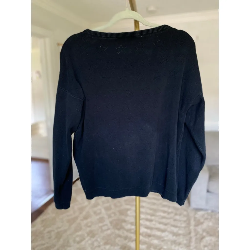 Papinelle Black Sheer Knit Sweater Pullover Star Pattern Women’s XL - Image 4