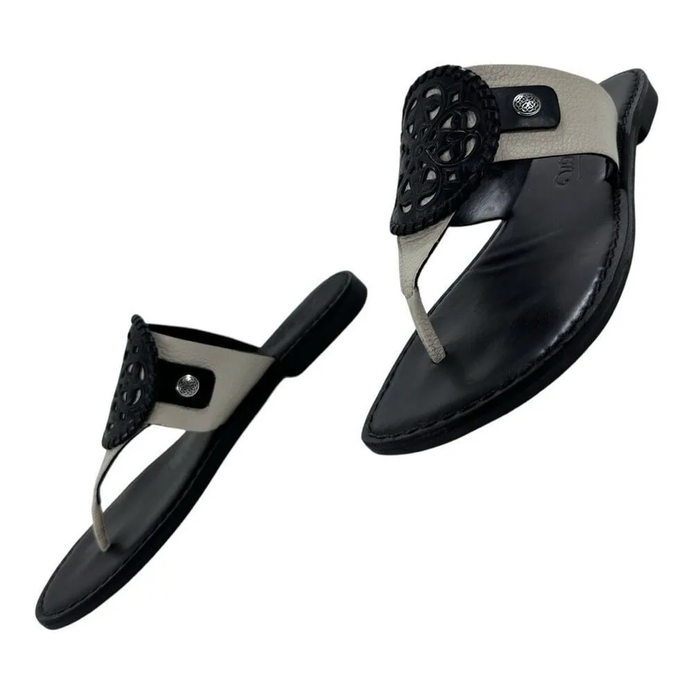 Brighton Alexa Leather Black/White Slip On Sandals Women Size 8.5 - Image 2