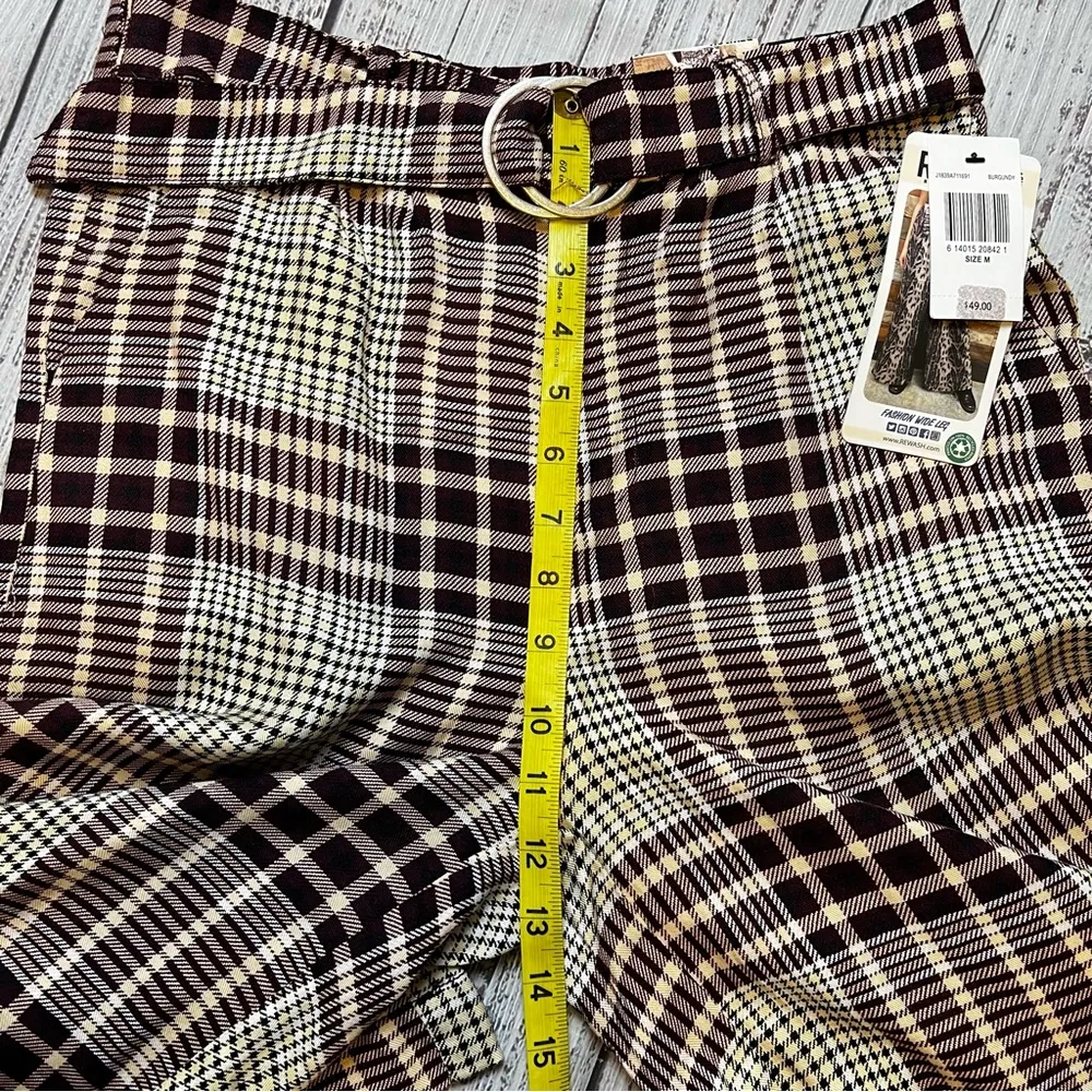Rewash Burgundy Plaid Fashion Wide Leg Pants. Size Medium. NWT - Image 8