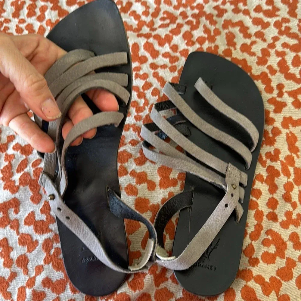 Anthropologie Abramey grey leather Strappy sandal  artisan style size 39 US 8.5 - Image 11