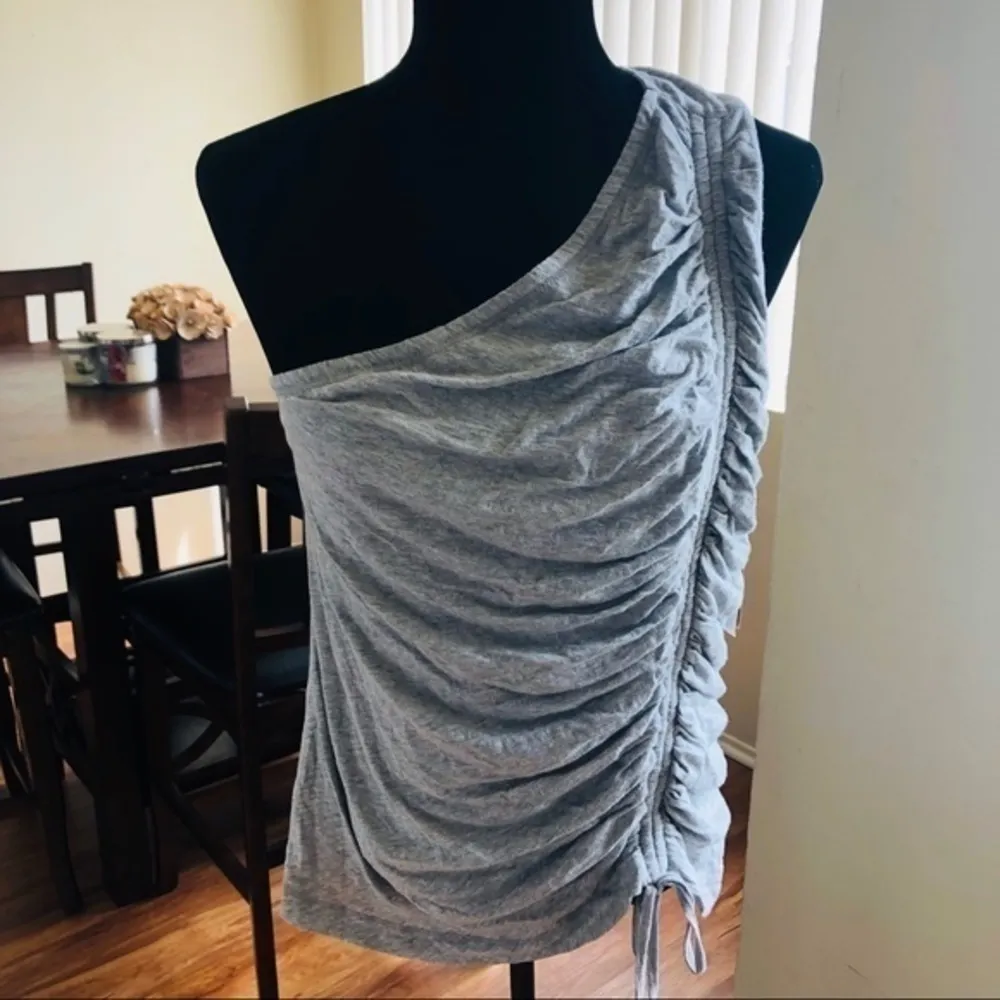 Rachel Roy Womens Ruched One Shoulder Blouse Grey - Image 2