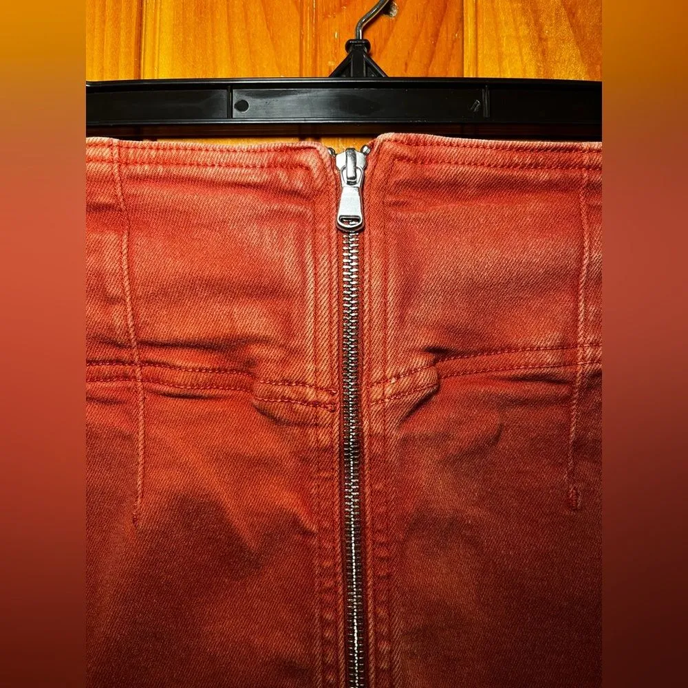 Free People We The Free Burnt Orange Rust Virgo Zip Mini Skirt Size 27 - Image 7