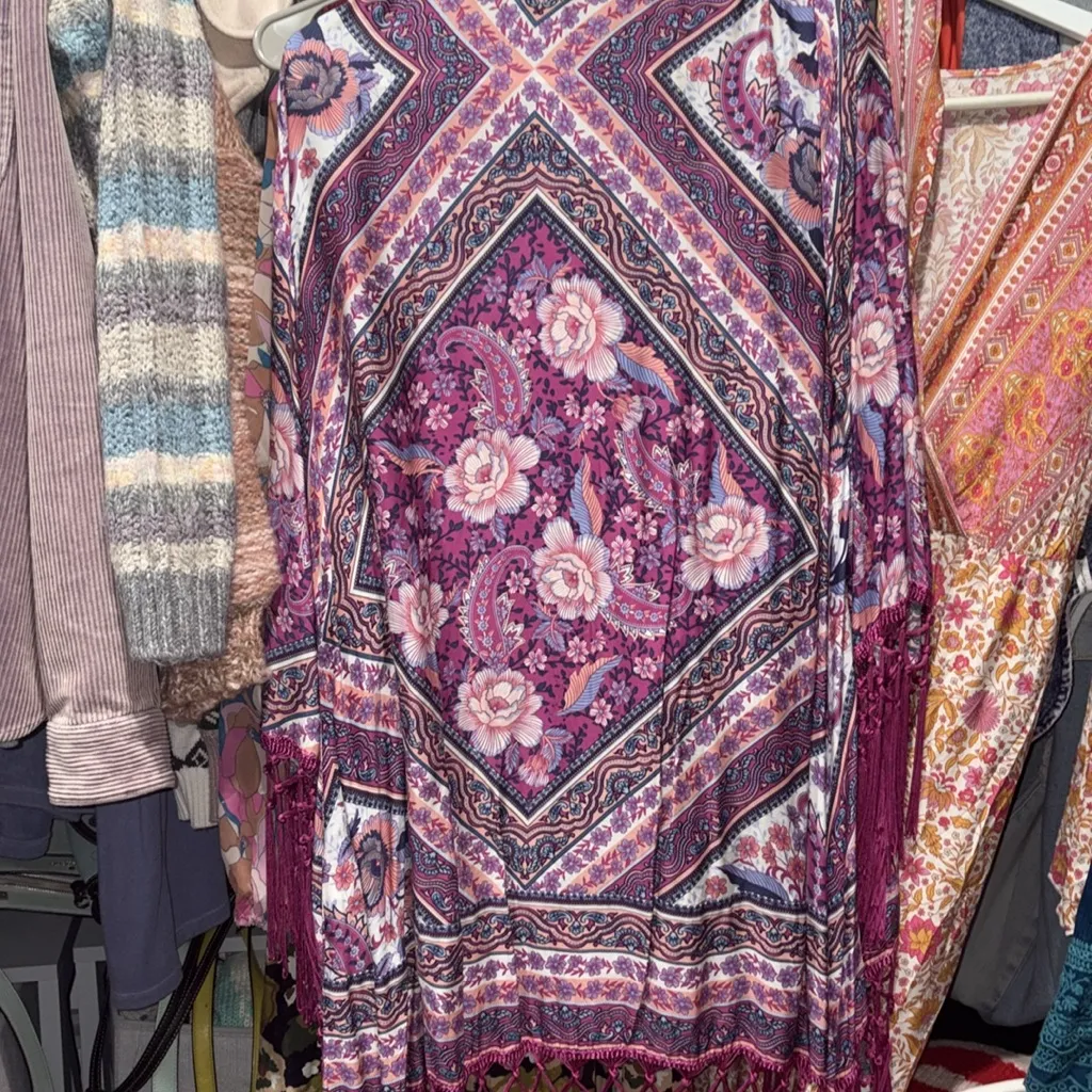 Arnhem Azalea Fringe Kimono in Pink worn twice EUC oversized XS/S $ 225 retail - Image 7