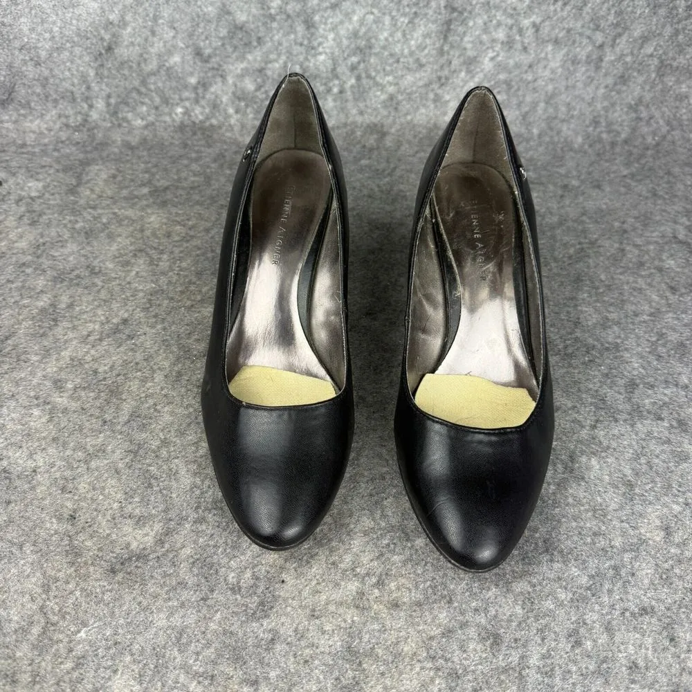 Etienne Aigner Classic Leather Black Pumps Heels‎ Dress Premium Shoe Size 8 - Image 7