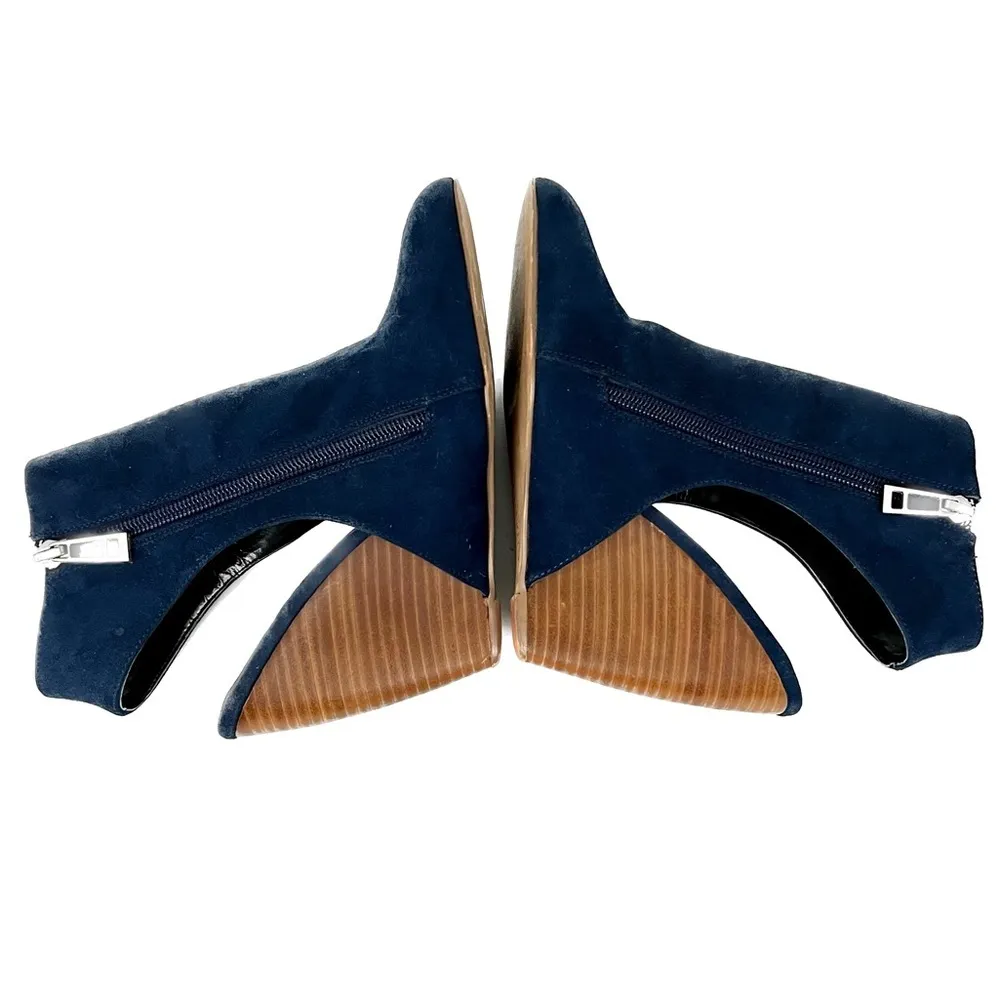 Charles David Blue Suede Open-Back Wedge India Booties - Size 6.5 - Image 7