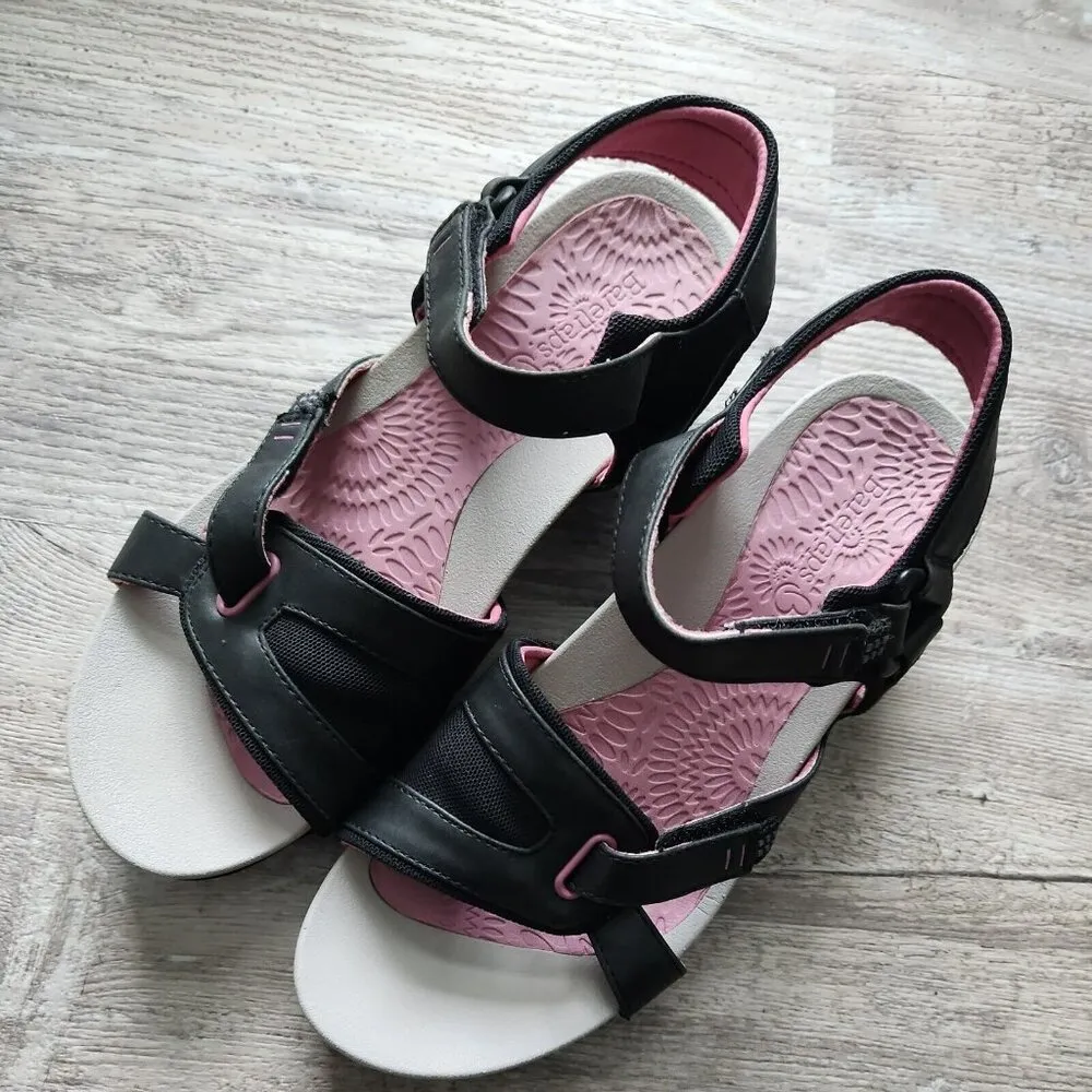 Baretraps Strappy Comfort Arch Support Wedge Black Pink Hook Loop Sandal Size 7 - Image 14