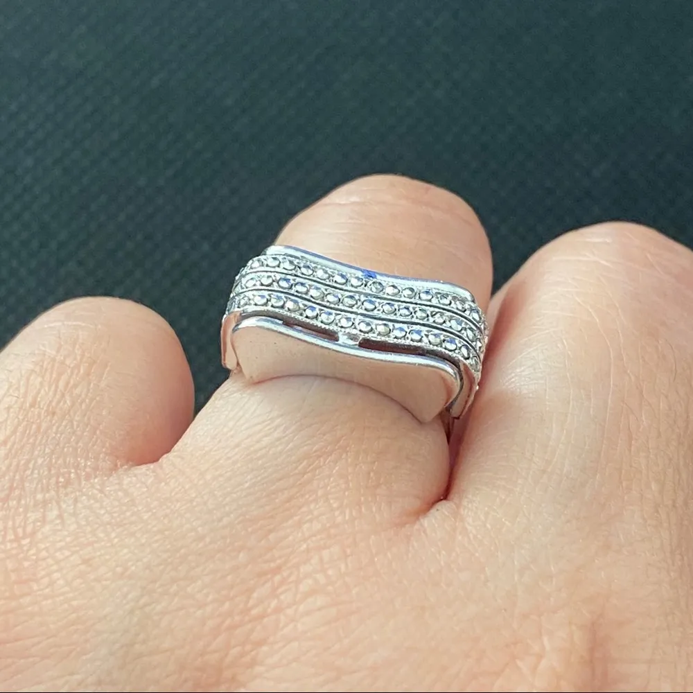 Vintage Sterling Signed Cocktail Bow Ring 6.5 - Image 2