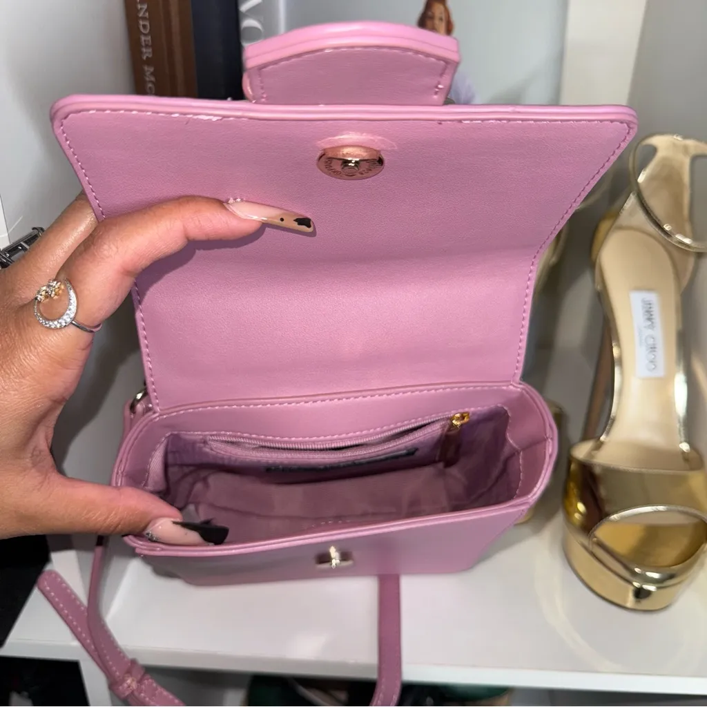 White House Black Market Pink Pastel Suede Buckle Chain Mini Crossbody Bag - Image 7