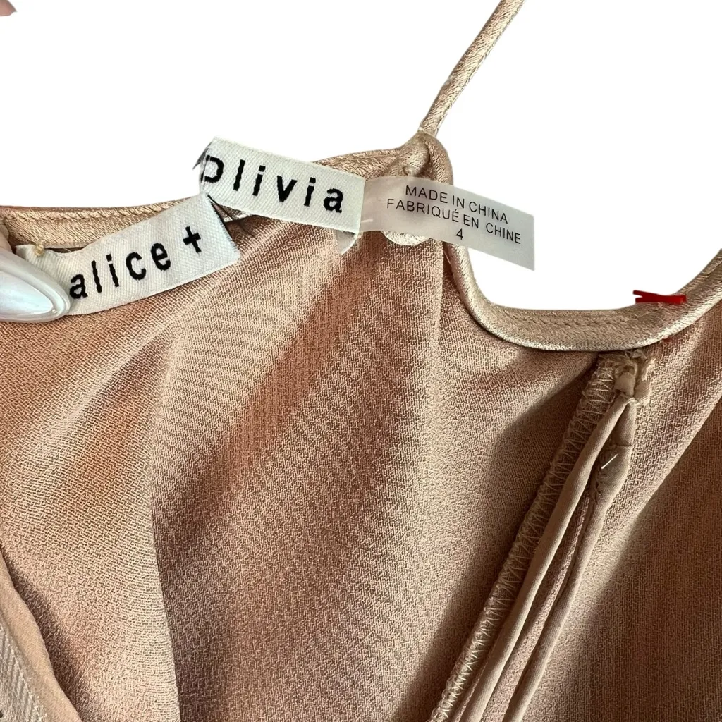 Alice + Olivia Harmony Drapey Slip Dress Size 4 in the color almond NWT - Image 15