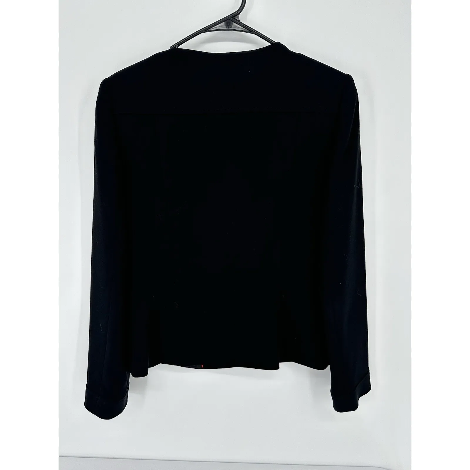 Calvin Klein Vintage Black Blazer Button Up 5-Button Collarless Pockets Size 4‎ - Image 2