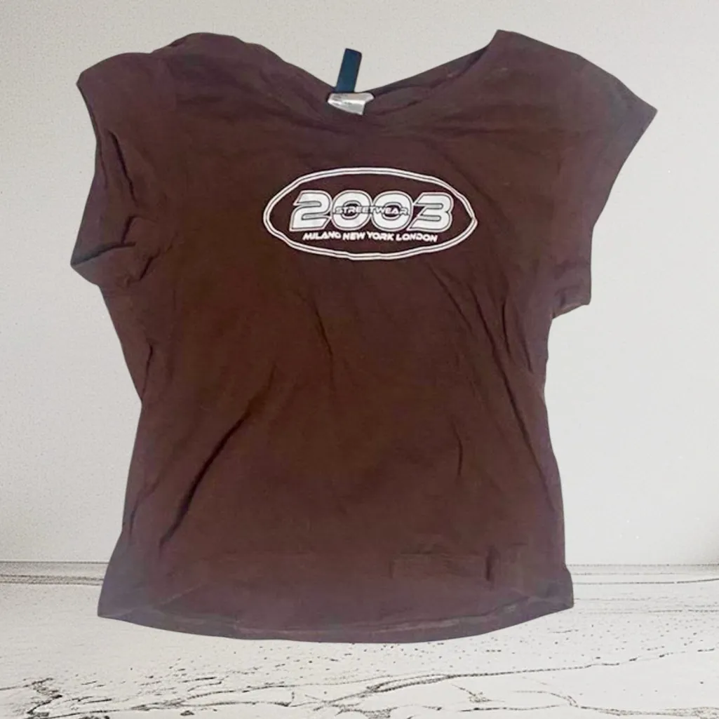 Vintage Looking H&M Brown Crop Top Grunge 2003 Med Streetwear New York Skater - Image 3