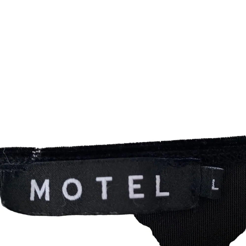 Motel Black Velvet Astrology Silver Glitter Stretchy Bodysuit size large - Image 6