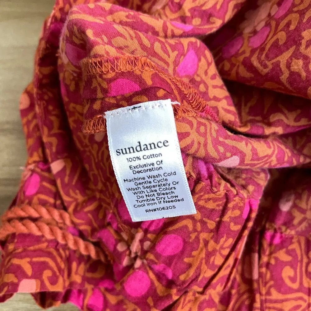 Sundance Pants Womens Larrge Vibrant Reef Floral Cargo Rope Tassle Boho Hippie Size L - Image 10