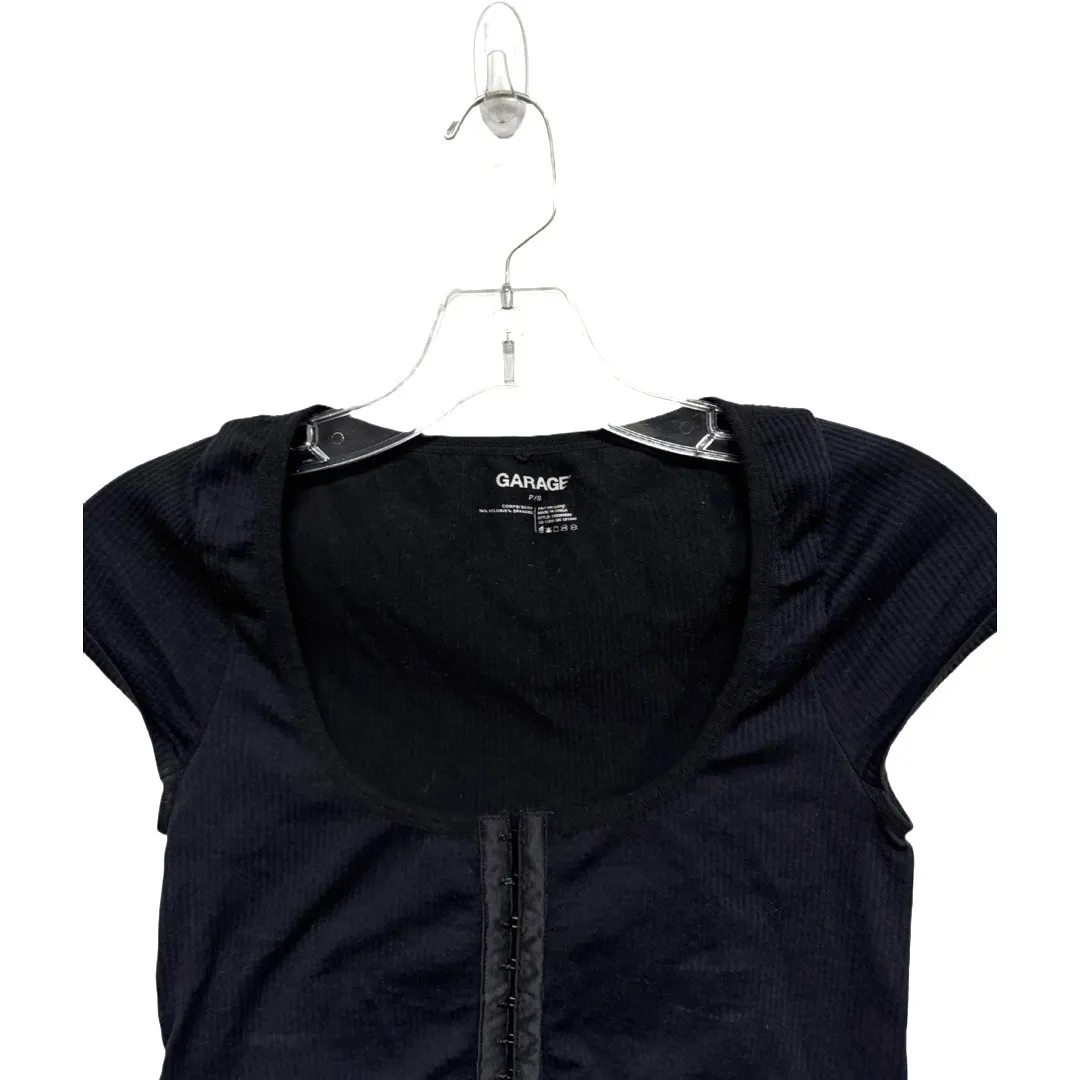 Y2K Vibe Corset Eyelet Black Shirt Size Petite Small Coastal Cowgirl Streetwear - Image 2