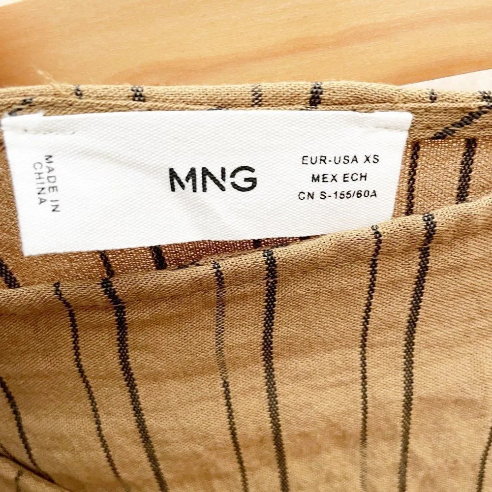 Mango MNG Striped Wrap Midi Skirt Brown Tan Size XS - Image 7