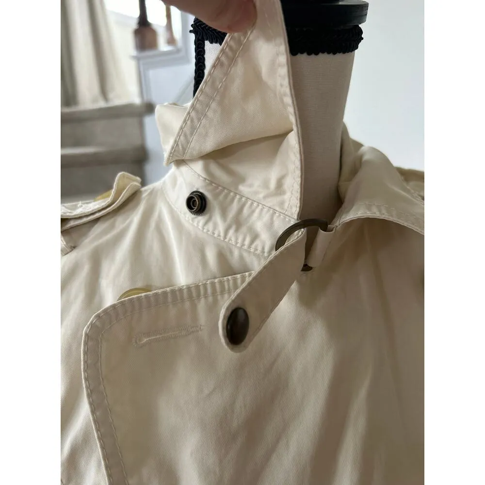 Banana Republic Cream Beige Double Breasted Belted Trench Coat - Image 8