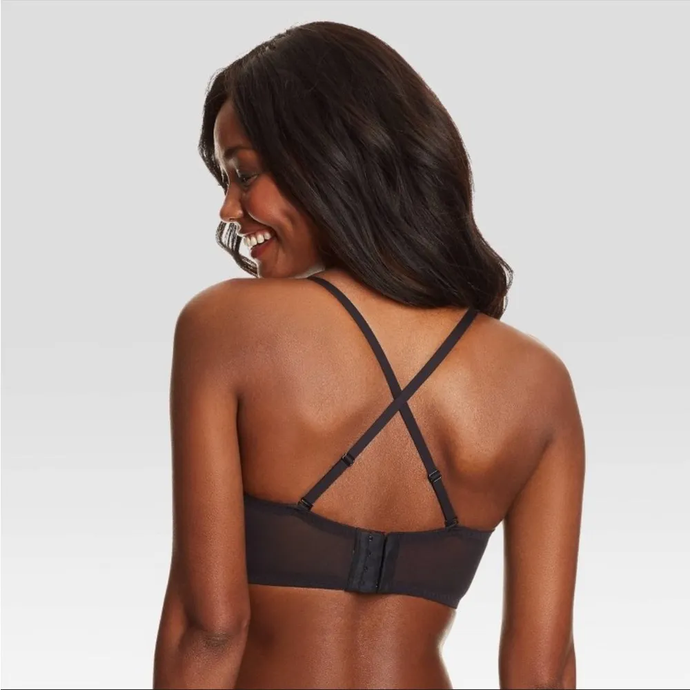 Lightly Lined Longline Convertible Lace Bralette — Black — 36C - Image 7