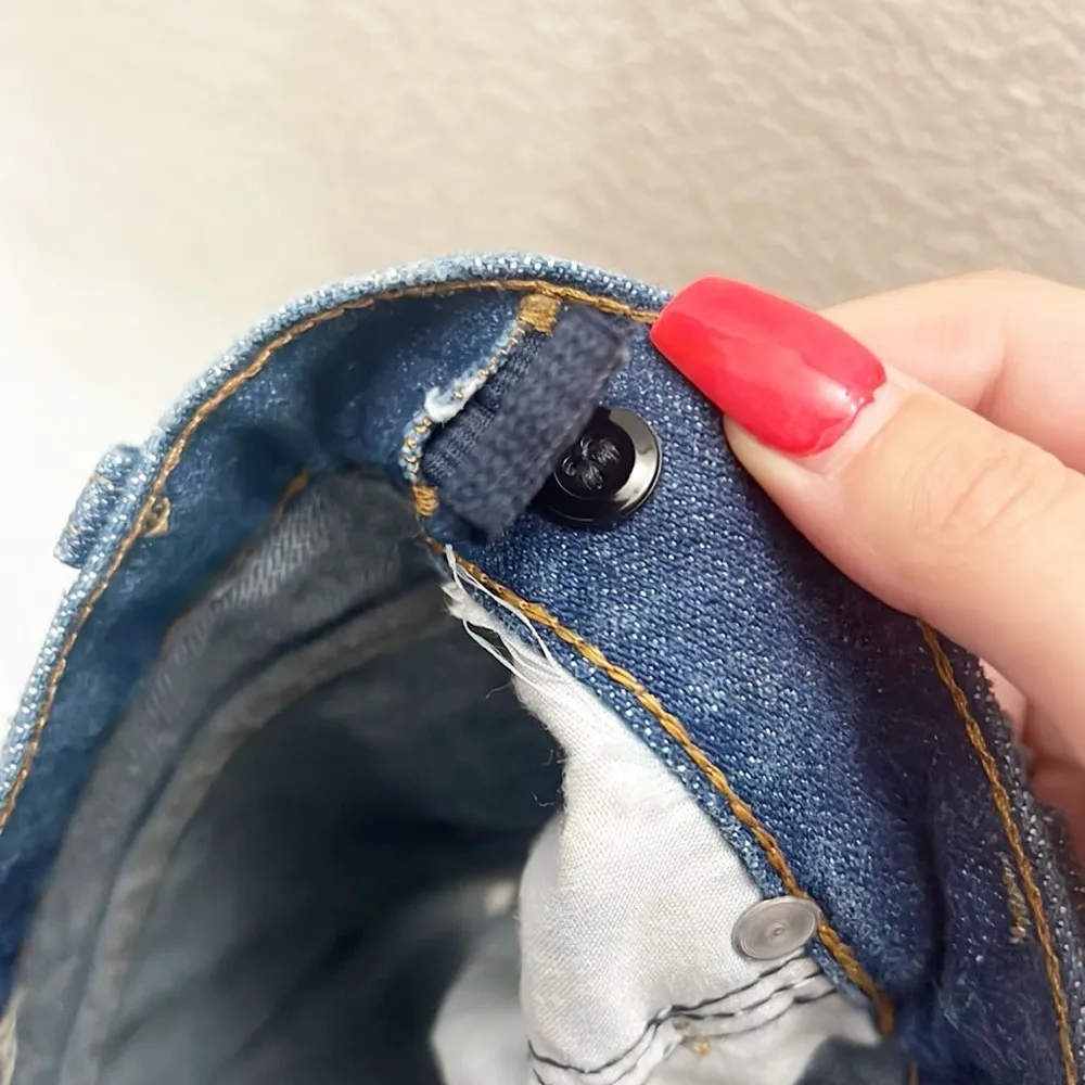 Furst Of A Kind Dark Wash Wrangler Denim Distressed Mini Skirt - Image 10