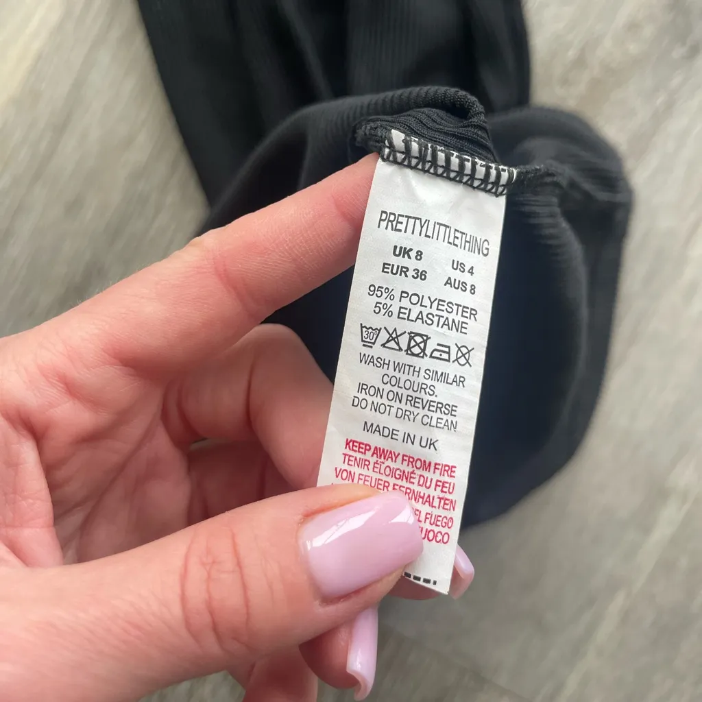 NWOT PLT BLACK RIBBED MIDI PENCIL DRESS US4 - Image 8