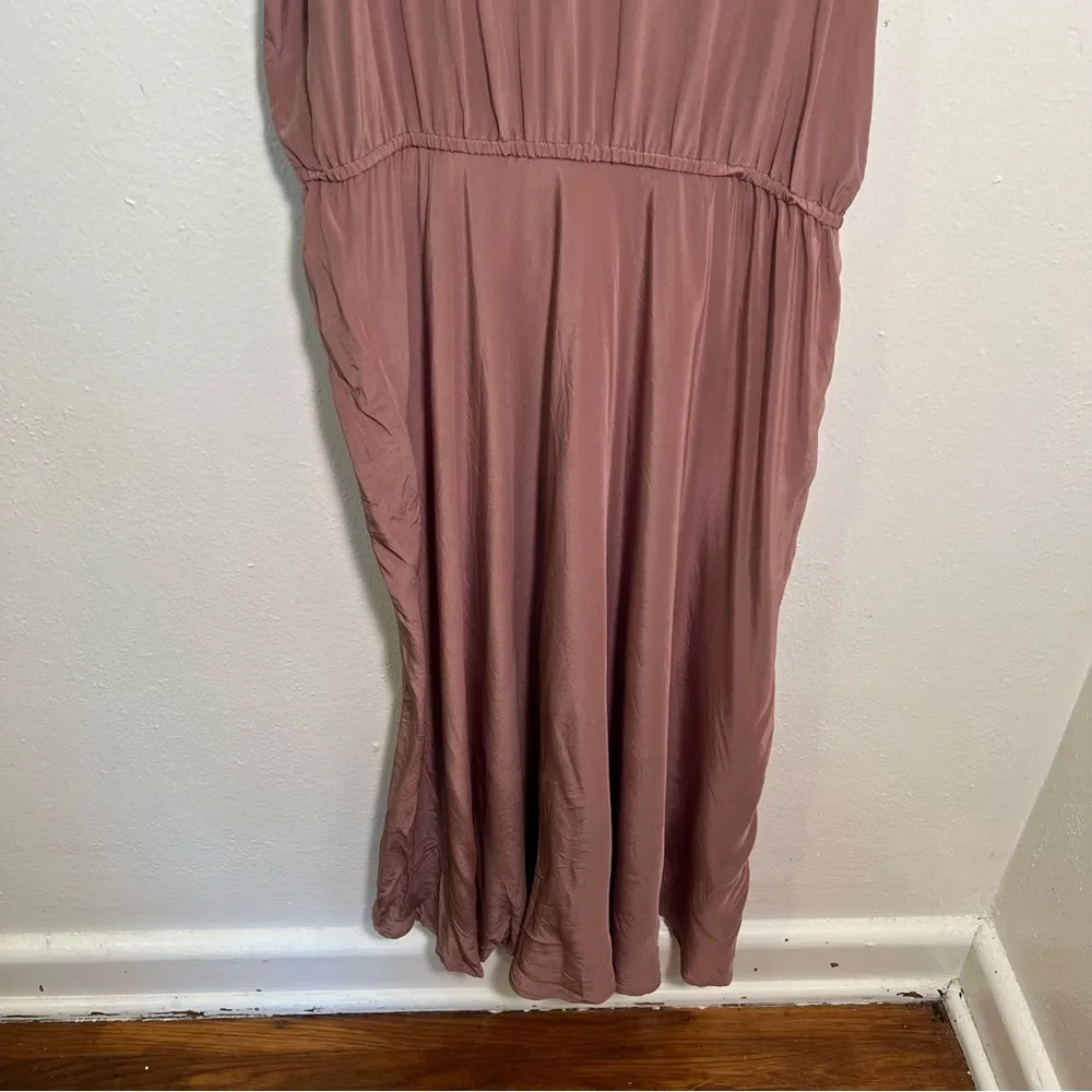 Beyond Vintage Silk Dress Sleeveless Mauve Pink Feather L Size L - Image 3