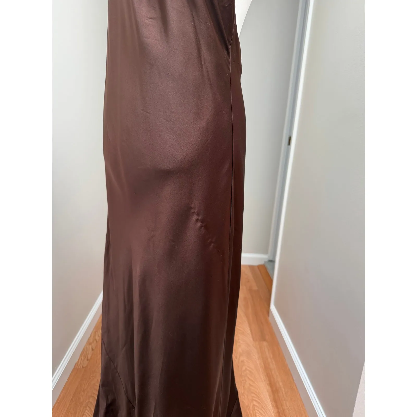 Show Me Your MuMu Jasmine Halter Maxi Dress Chocolate Brown size Medium - Image 8
