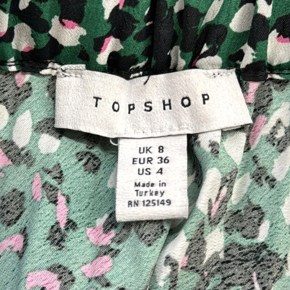 Topshop Green Pink Painted Spot Pleated Asymmetrical Midi Skirt - Image 10