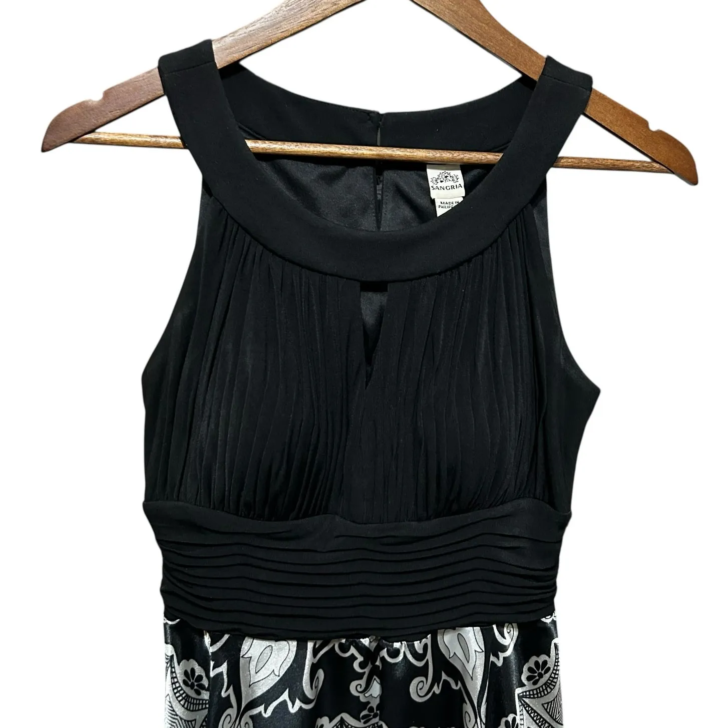 Sangria Womens Black White Midi‎ Dress 8 Paisley Handkerchief Hem Whimsigoth - Image 13