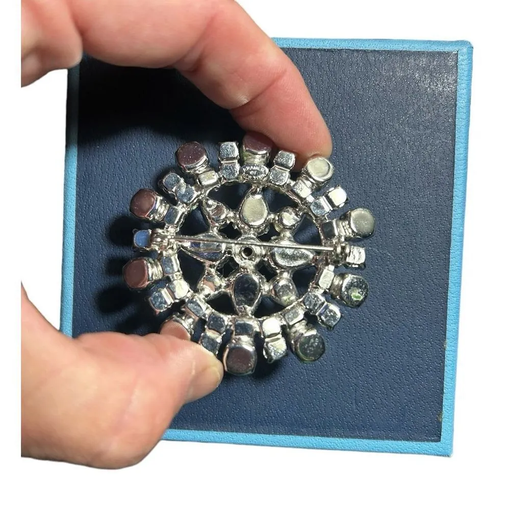 Vintage Kramer of New York Brooch Clear Rhinestone Small Pin Signed 2" - Image 5
