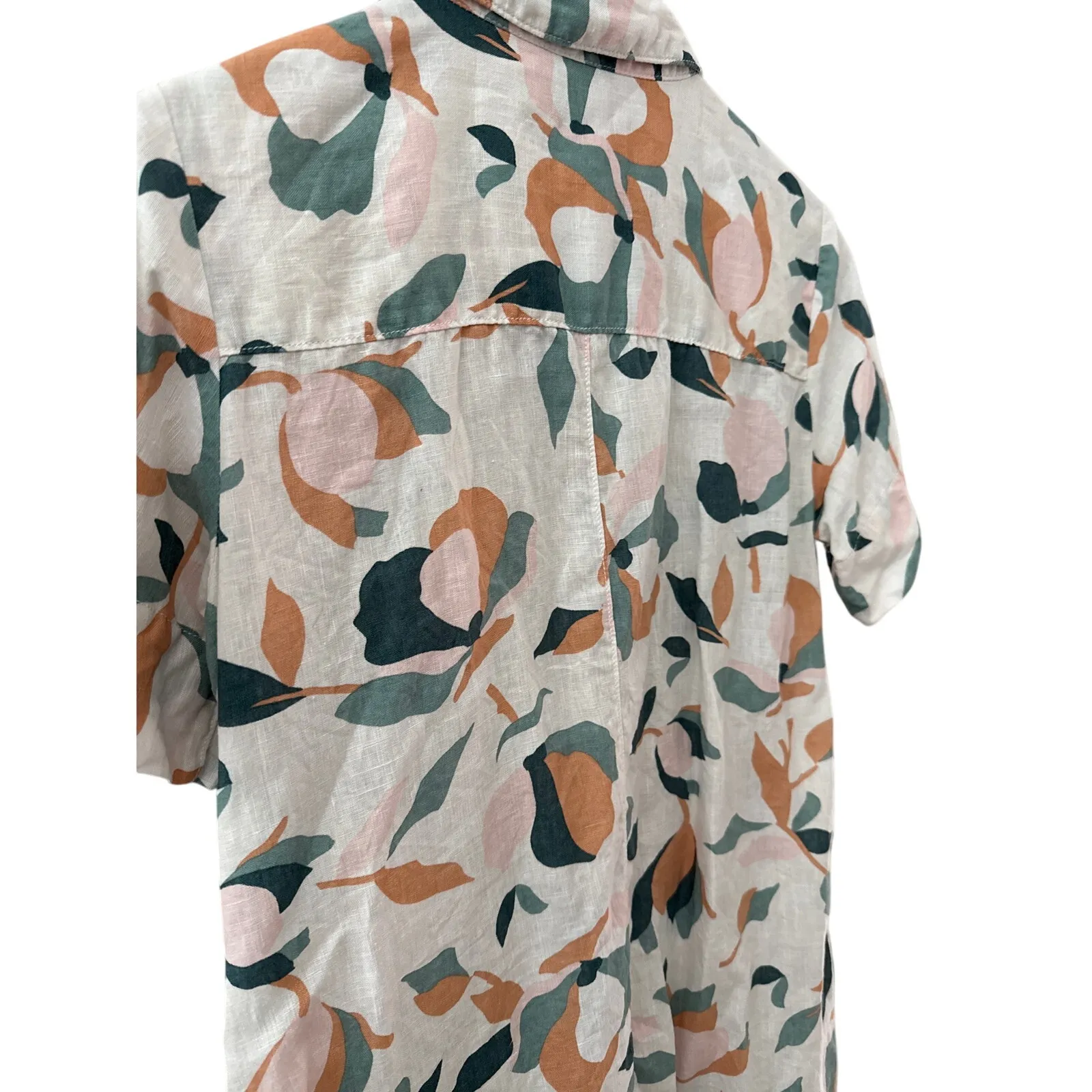 Rachel Zoe Linen Short Sleeve Button Up‎ Tee Shirt Dress Multicolor Size Small - Image 10