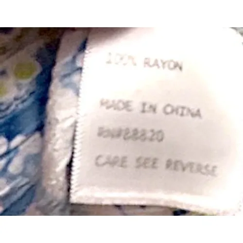 Blue Paisley Floral Wide Leg Pants L Boho Coastal Festival Beachy Resort Cruise Size L - Image 8