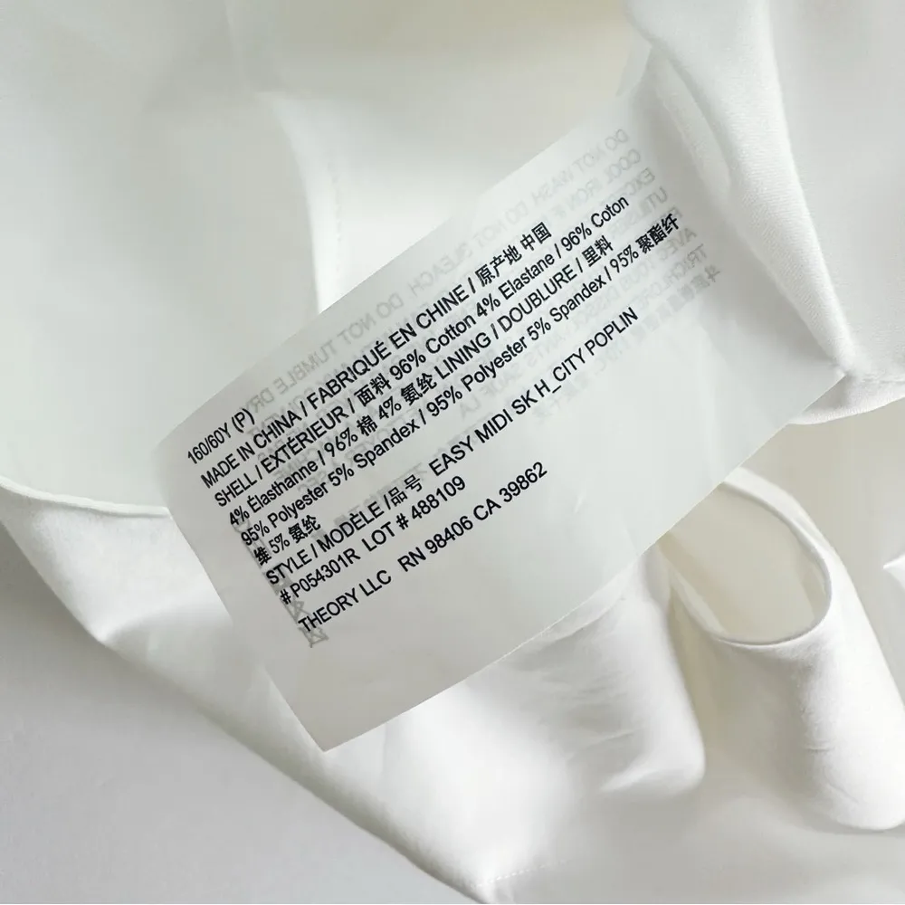 NEW Theory Easy Midi Skirt White City Poplin - Image 9