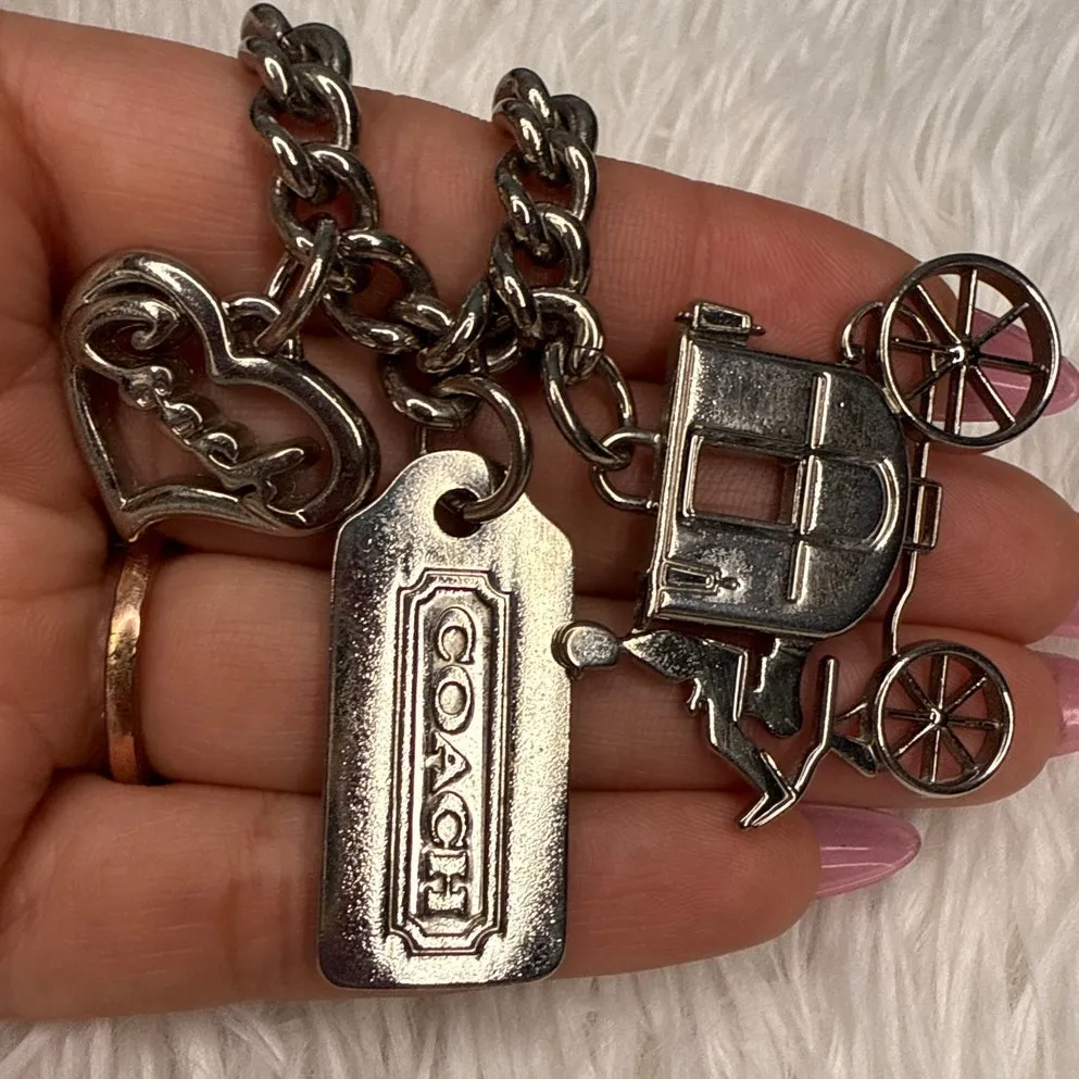 Vintage COACH y2k Carriage Heart Hangtag Bag Charm Key Fob - Image 3