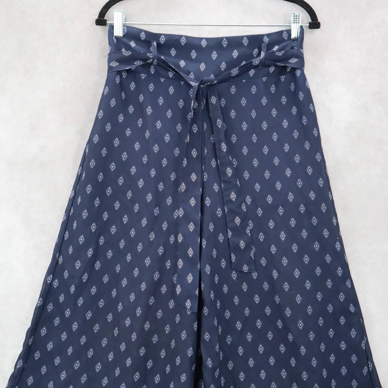 Truth NYC Blue Floral Belted Wide Leg Boho Pull On SheerTrousers Pant L Large - Image 3